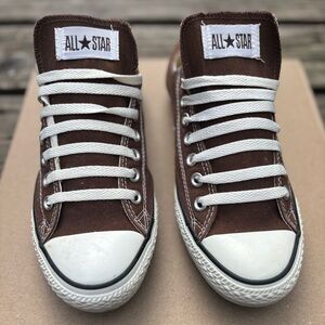 Converse Brown Canvas Low Top Sneakers with White Accents